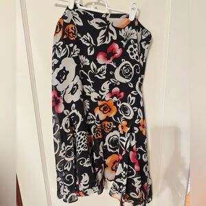 Chicos Floral Black Skirt with Orange and Pink Accents